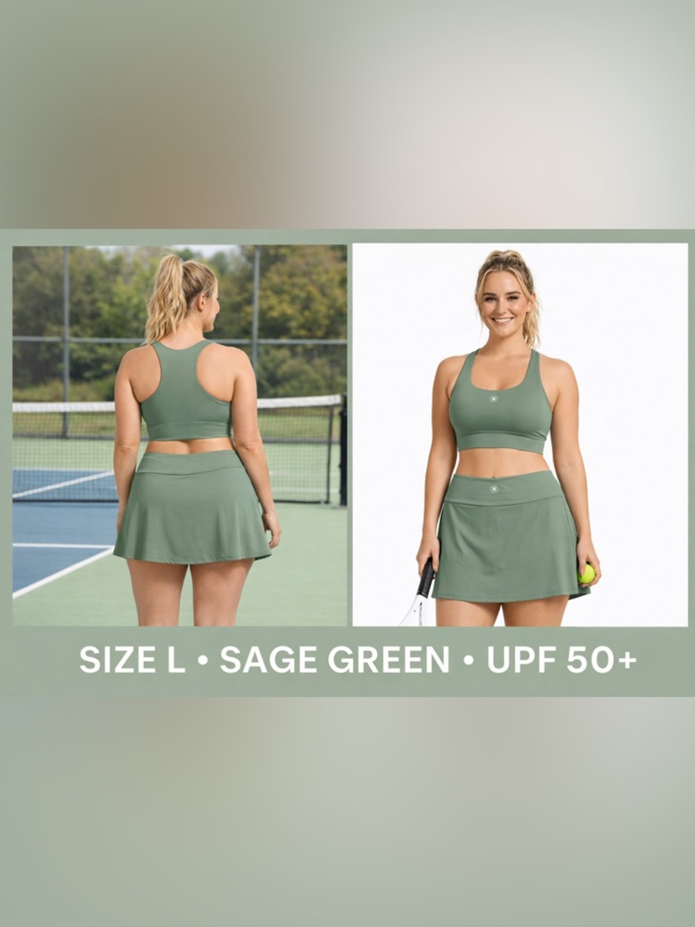 NWT Hurley Sage Green Athletic Skort.  Women’s size L. UPF50+ Tennis/golf/active